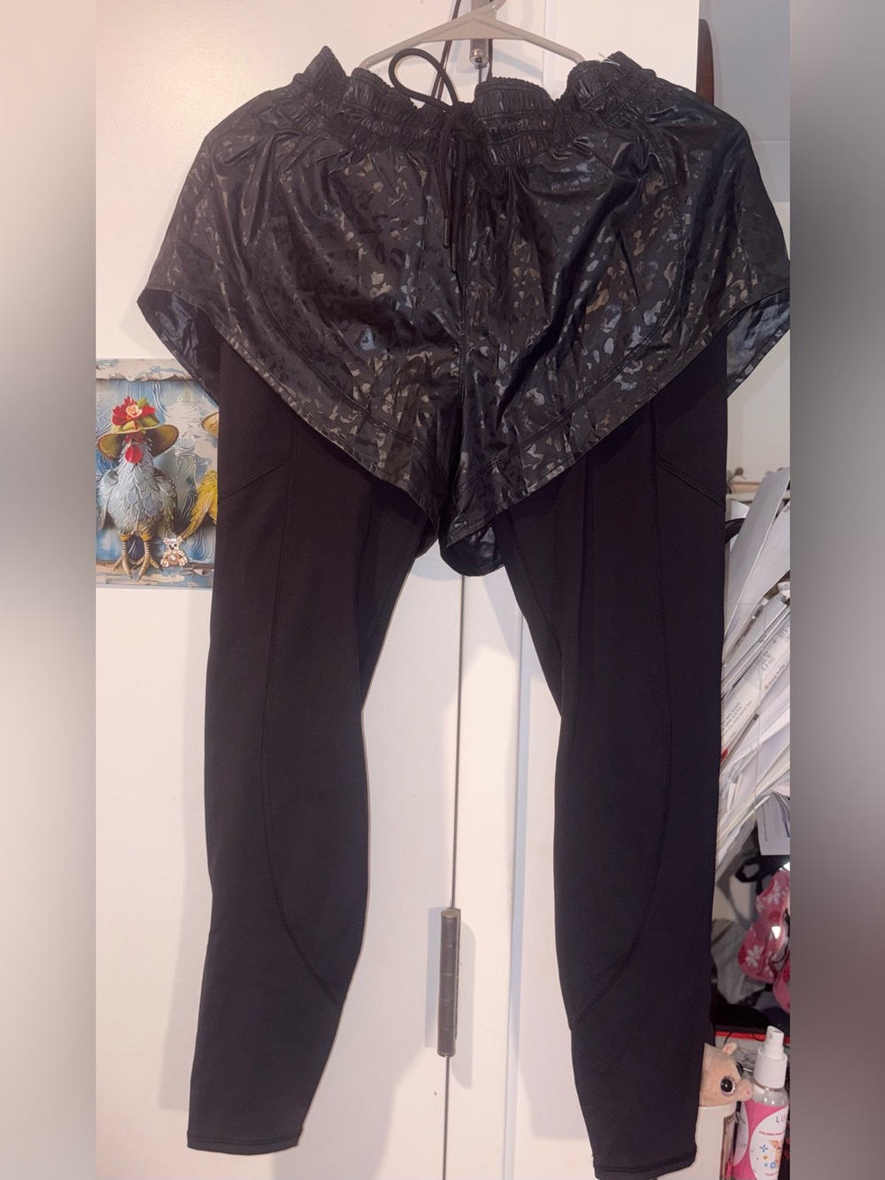 Black Women's Active Leggings with Attached Shorts
